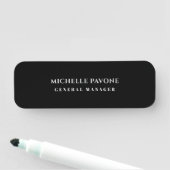 Porte-nom Stylish Black & Grey Simple Plain Professional (En situation)
