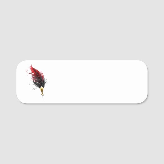 Porte-nom Stylo rouge en plumes avec nib or (Devant)