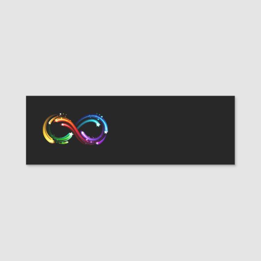 Porte-nom Symbole de l'infini des comètes arc-en-ciel (Devant)