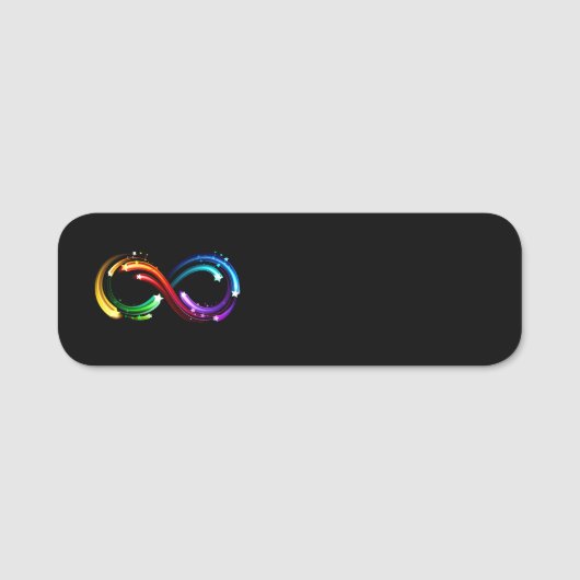 Porte-nom Symbole de l'infini des comètes arc-en-ciel (Devant)