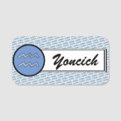 Porte-nom Symbole Zodiaque Aquarius Élément par K Yoncich (Devant)