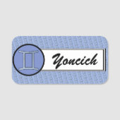 Porte-nom Symbole Zodiaque Gemini Élément par Kenneth Yoncic (Devant)