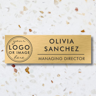 Porte-nom Tag de nom du logo d'entreprise moderne Faux Gold