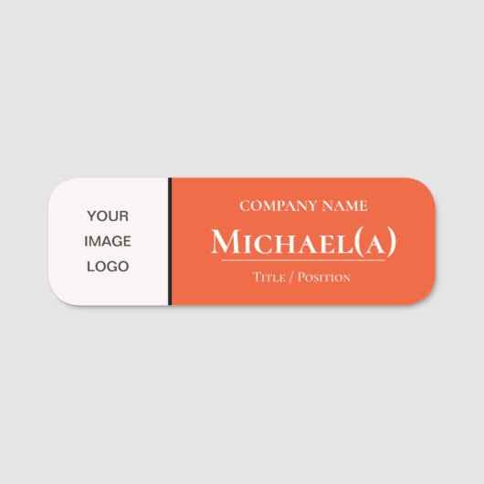 Porte-nom Tangerine Tango Orange & White Modern Company LOGO (Devant)