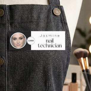 Porte-nom Technicien en Ongles Photo Professionnelle Qr Noir