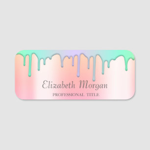 Porte-nom Tendances Arc-en-ciel gouttes,Or rose