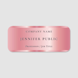 Porte-nom Texte personnalisé Elégant Rosegold Modèle glamour