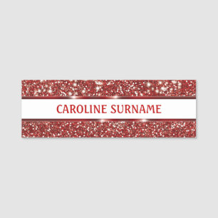 Porte-nom Texture de paillettes rouges fausses avec nom pers