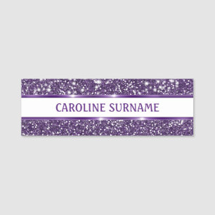Porte-nom Texture de scintillement violet faux avec texte pe