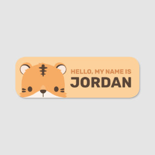Porte-nom Tigre mignon avec nom personnalisé