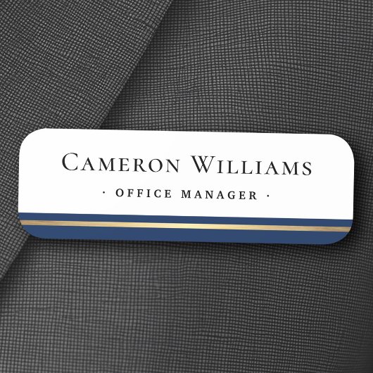 Porte-nom Titre de nom classique bleu foncé faux dégradé dor