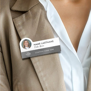 Porte-nom Titre du logo photo moderne gris blanc simple