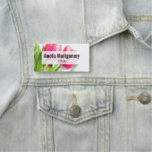 Porte-nom Tulipes roses avec Feuille vert photo (En situation)