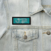 Porte-nom Turquoise noir et bleu-vert manuscrit : Monogramme (En situation)