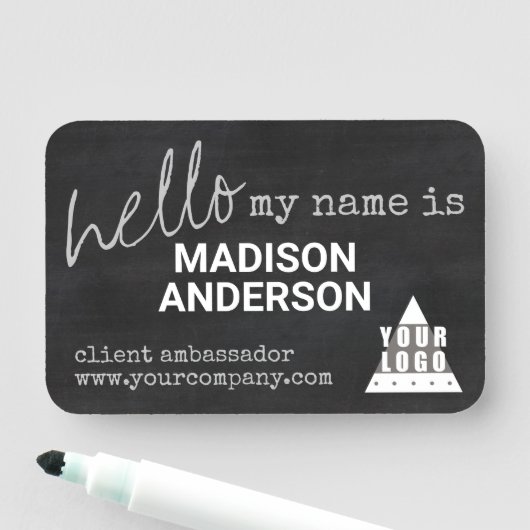 Porte-nom Typographie de tableau de logo BONJOUR (En situation)