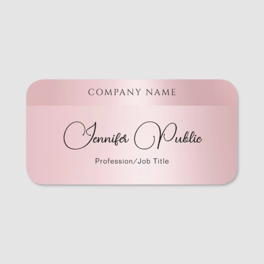 Porte-nom Typographie moderne élégante Modèle Rose Or (Devant)