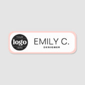 Porte-nom Typographie noire moderne avec bordure rose (Devant)