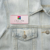 Porte-nom Typographie Script Rose Parties scintillant or Loo (En situation)