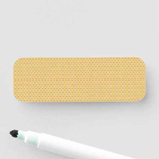 Porte-nom un arrière - plan orange et jaune avec cercles (En situation)