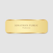 Porte-nom Un élégant rectangle Modèle à l'allure or moderne (Devant)