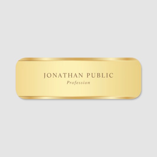 Porte-nom Un élégant rectangle Modèle à l'allure or moderne (Devant)