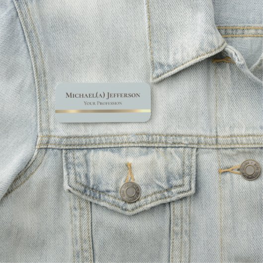 Porte-nom Unique Chic Pale Bleu clair & Or : Moderne Élégant (En situation)