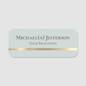 Porte-nom Unique Chic Pale Bleu clair & Or : Moderne Élégant (Devant)