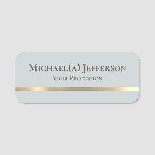 Porte-nom Unique Chic Pale Bleu clair & Or : Moderne Élégant (Devant)
