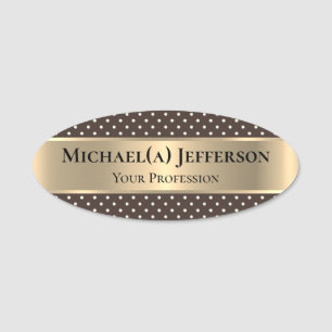 Porte-nom Unique Elegant Dark Brown & Polka Dot : Luxury Gol