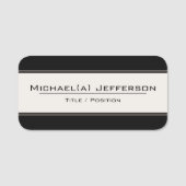 Porte-nom Unique Élégant Noir Et Blanc Moderne Professionnel (Devant)