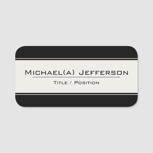 Porte-nom Unique Élégant Noir Et Blanc Moderne Professionnel (Devant)