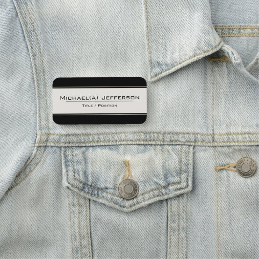 Porte-nom Unique Élégant Noir Et Blanc Moderne Professionnel (En situation)