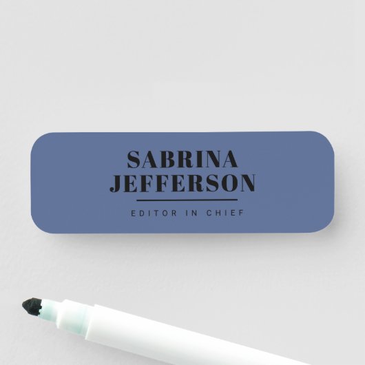 Porte-nom Unique Elegant Plain Simple Bleu Noir (En situation)