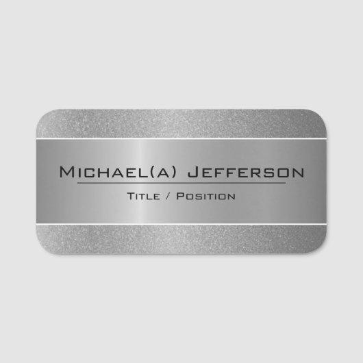 Porte-nom Unique Élégant Silver Metallic Et Parties scintill (Devant)