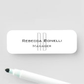 Porte-nom Unique Monogramme gris blanc moderne (En situation)