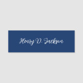 Porte-nom Unique Navy Blue Classical Handwriting Plain (Devant)