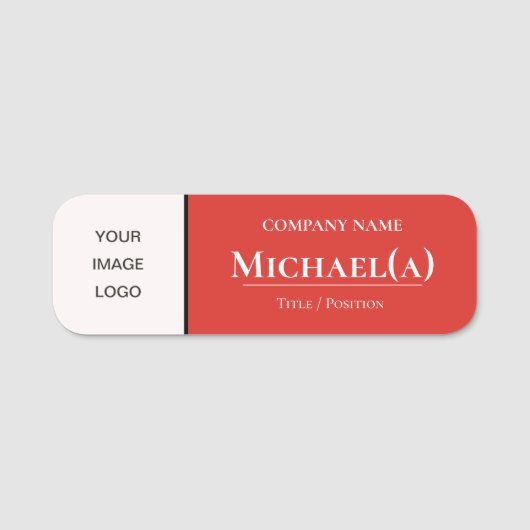 Porte-nom Unique Pearl White & Chic Ferrari Red Company LOGO (Devant)