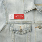 Porte-nom Unique Pearl White & Chic Ferrari Red Company LOGO (En situation)