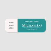 Porte-nom Unique Turquoise Blue-Green & White Modern Company (Devant)