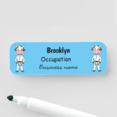 Porte-nom Vache mignonne en combinaison kung fu (En situation)