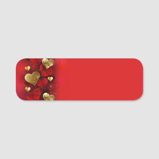 Porte-nom Valentines dorées et rouges (Devant)