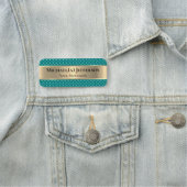 Porte-nom Vert Bleu Turquoise À pois Luxe Doré (En situation)