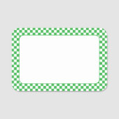 Porte-nom Vert et Blanc Vérifié 3x2 (Devant)