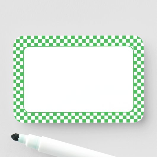 Porte-nom Vert et Blanc Vérifié 3x2 (En situation)