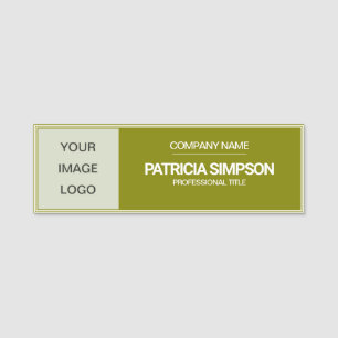 Porte-nom Vert olive et gris clair : Logo de l'entreprise, T