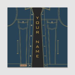 Porte-nom Veste de blues-jean + Ajoutez le nom -