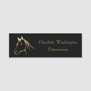 Porte-nom Vétérinaire de tête de cheval d'or