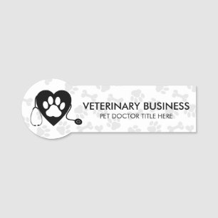 Porte-nom Vétérinaire Paw Heart Stethescope Pet Black