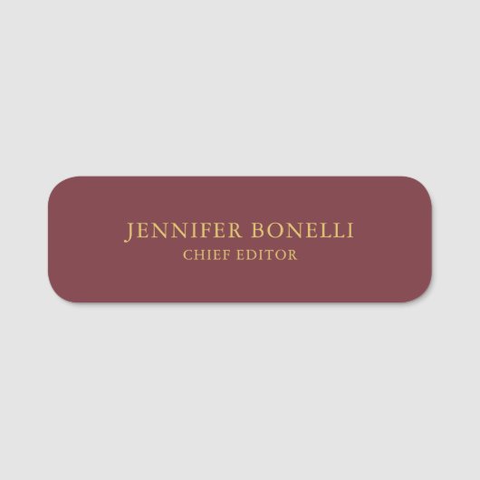 Porte-nom Vin & Or Couleur Professionnel Moderne et tendance (Devant)
