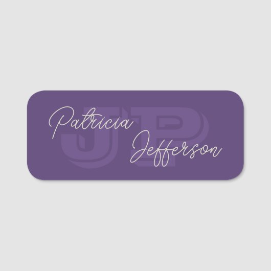 Porte-nom Violet de raisin monogramme : Calligraphie manuscr (Devant)